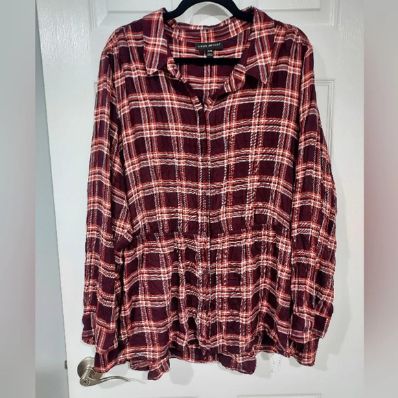 Lane Bryant No-Peek Button-Front Plaid Flannel Shirt/Tunic in Size 26/28 = 4X - Picture 2 of 14